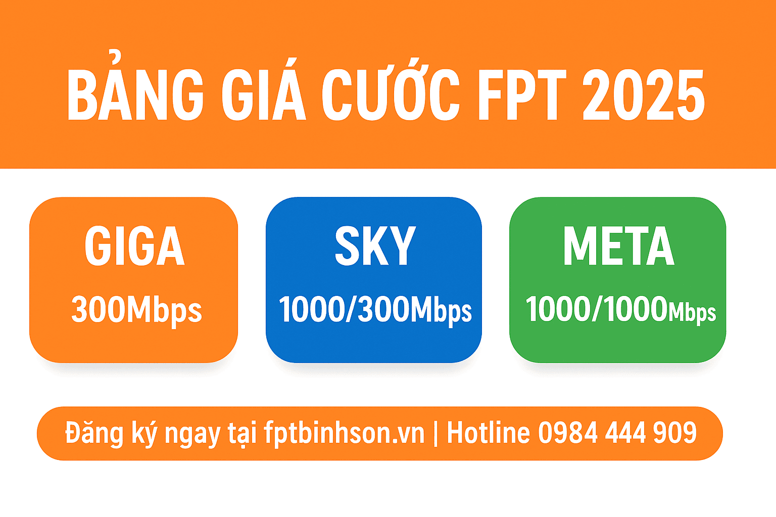 Bảng giá gói cước FPT Bình Sơn 2025